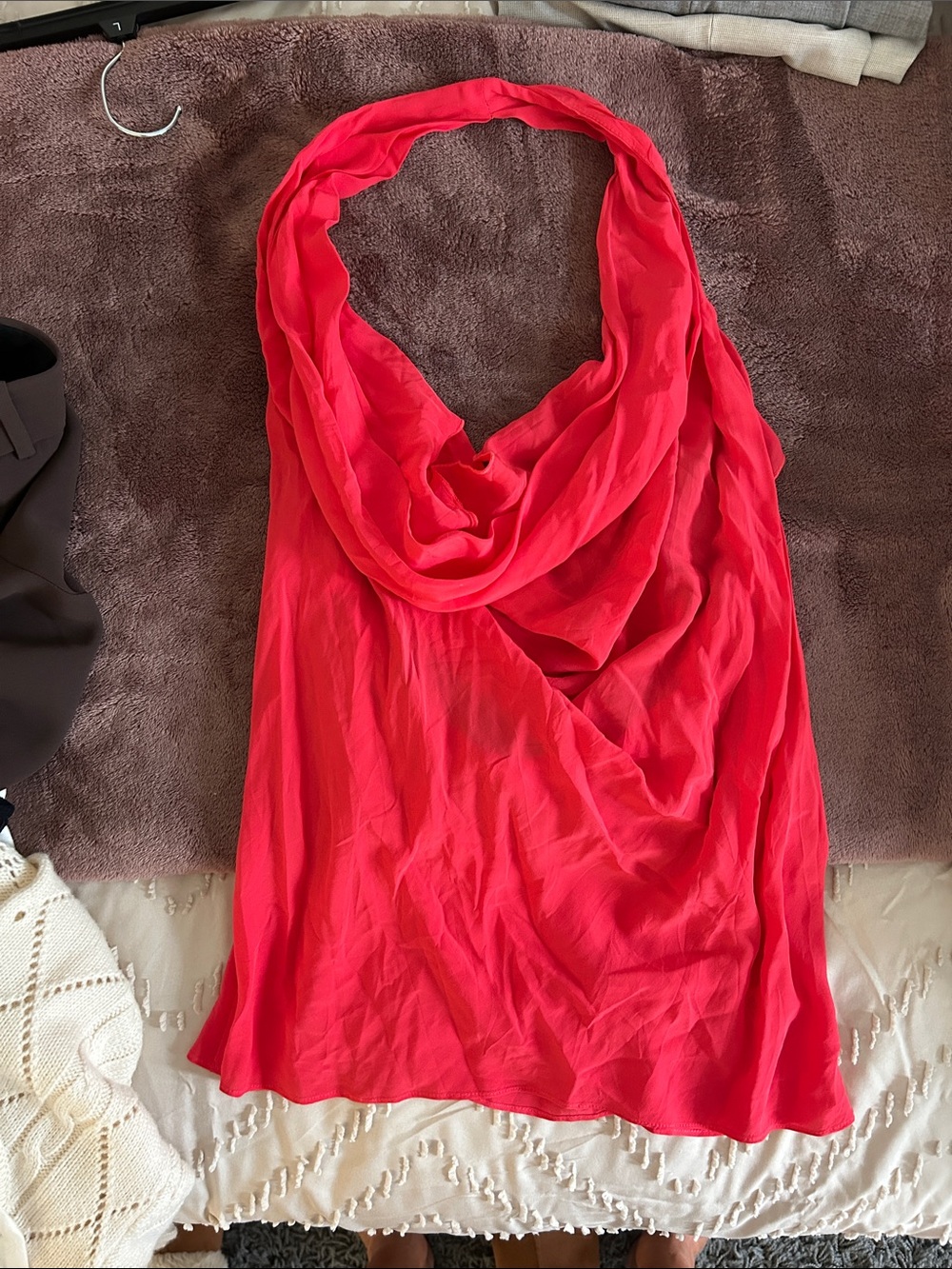 Parker Pink Draped Cowl Halter Camisole